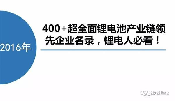 超全面鋰電池產業鏈領先企業名錄